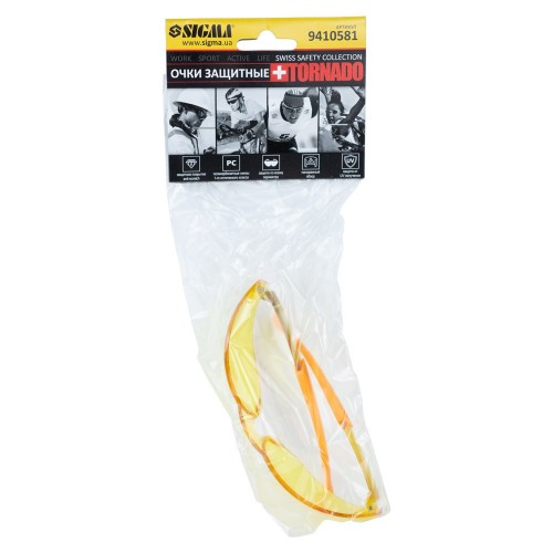 Окуляри захисні Tornado anti-scratch (бурштин) SIGMA