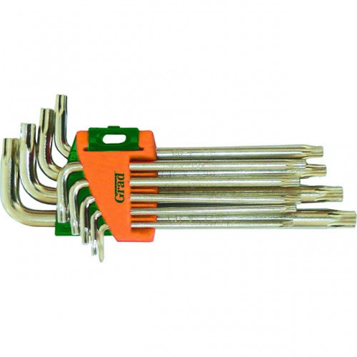 Ключі TORX 9шт T10-T50мм CrV (середні з отвором) GRAD (4022285) Ключі TORX 9шт T10-T50мм CrV (середні з отвором) GRAD (4022285)