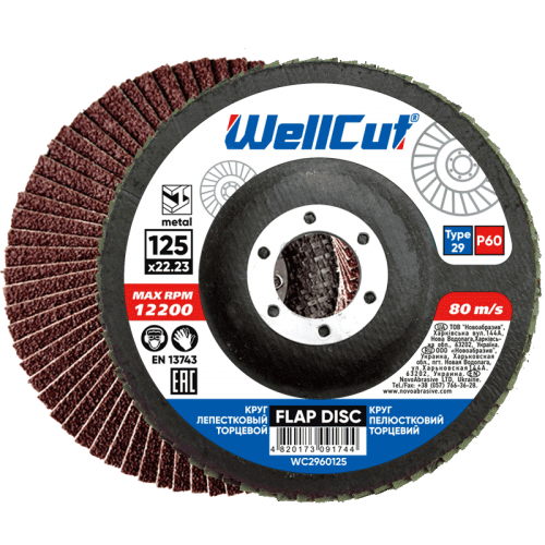Круг лепестковый торцевой 125 * 22,2 Т27 WellCut P80