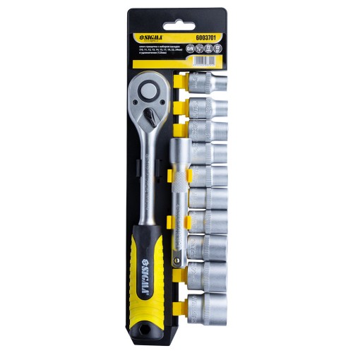 Набор насадок торцевых ½" + ключ-трещотка и удлинитель 12шт CrV