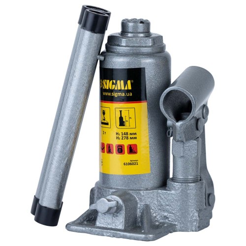 Домкрат гідравлічний пляшковий 2т H 148-278мм Standard SIGMA (6106021) Домкрат гідравлічний пляшковий 2т H 148-278мм Standard SIGMA (6106021)