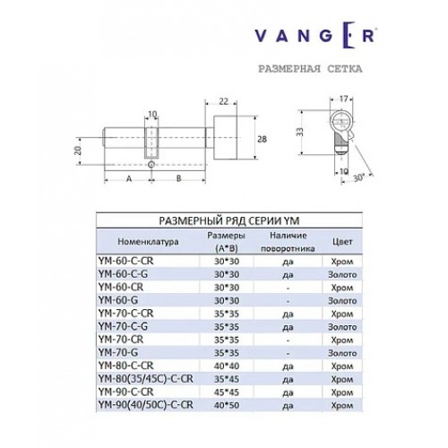 Цилиндр Vanger YM-90-C-CR (UA)