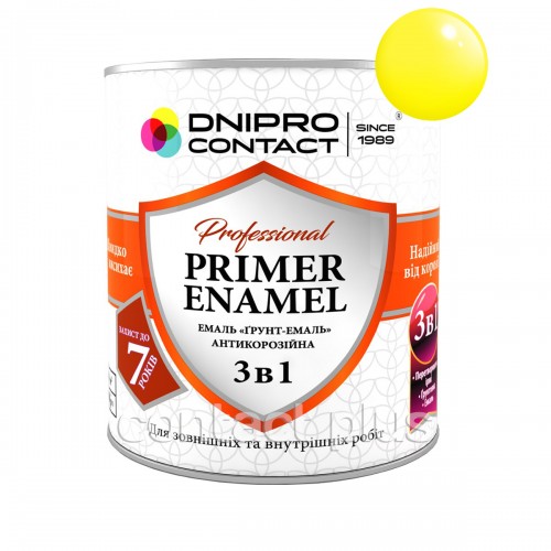 Грунт-эмаль 3 в 1 "Dnipro Contact" желтая 0,9 кг