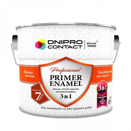 Грунт-эмаль 3 в 1 "Dnipro Contact" белая 2,8 кг