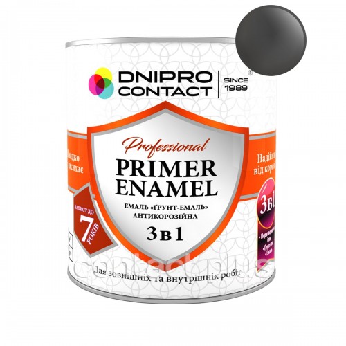 Грунт-емаль 3 в 1 "Dnipro Contact" графiт 0,9 кг