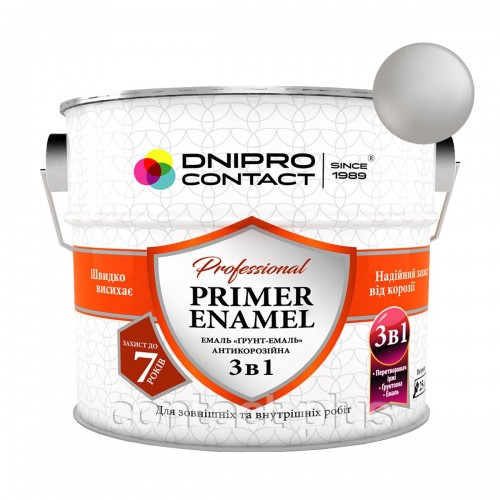 Грунт-эмаль 3 в 1 "Dnipro Contact" светло-серая 2,8 кг