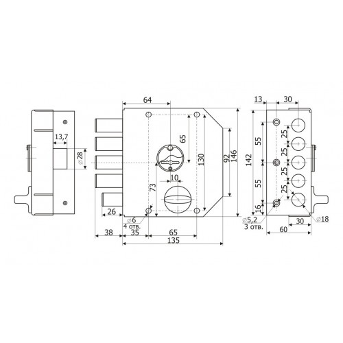 Замок накладної ГАРДІАН 20.05 5 кл. прав. вертик. свердловина