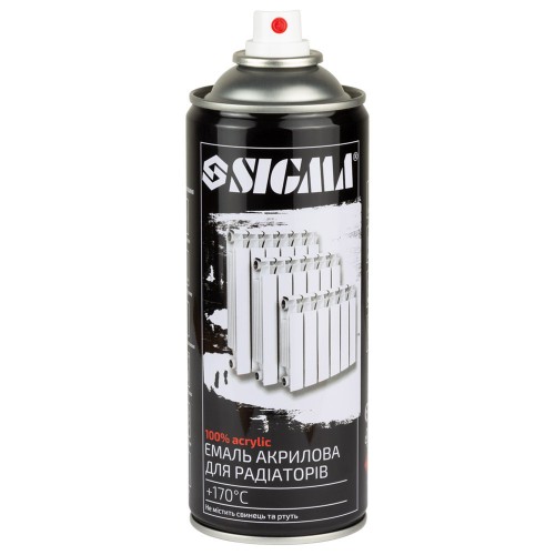 Эмаль аэрозольная термостойкая акриловая для радиаторов +170°C 400мл RAL 9010 белый глянец SIGMA (2736411)