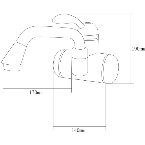 Кран-водонагрівач проточний LZ 3.0кВт 0.4-5бар для раковини гусак вигнутий довгий настінний AQUATICA (LZ-6A211W)