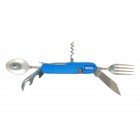 Мультитул MASTERTOOL "Турист" 7в1 ніж/виделка/ложка/штопор/відкривачкі/дірокол алюмінієва рукоятка чохол (79-0426)