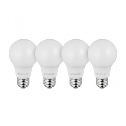 Светодиодные лампы, набор 4 ед. LED A60, E27, 10 Вт, 150-300 В, 4000 K, 30000 г INTERTOOL (LL-4014)