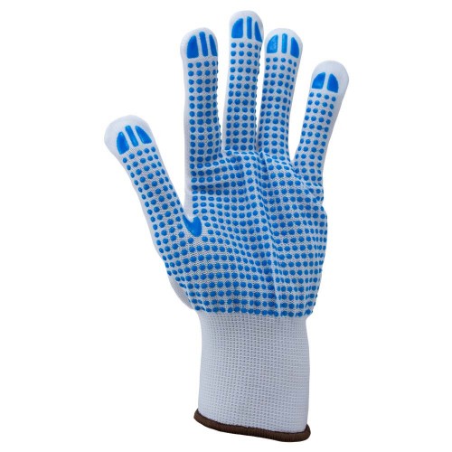 Перчатки трикотажные с точечным ПВХ покрытием р9 (белые, манжет) SIGMA (9442421)