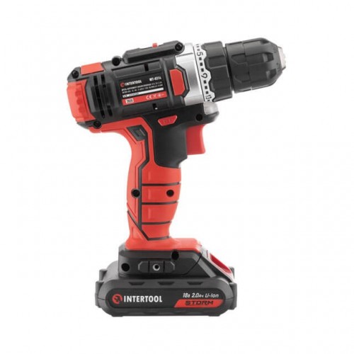 Дриль-шурупокрут акумуляторний Li-Ion 18 В, 25 Nm, 0-400/0-1500 об/хв. INTERTOOL (WT-0314)