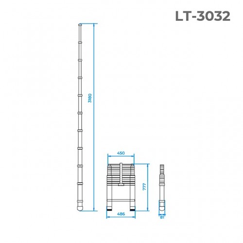 Драбина з алюмінію, телескопічна 10 сход., 3,20 м INTERTOOL (LT-3032)