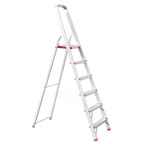 Лестница из алюминия, 6 ступеней, высота до платформы 1280 мм INTERTOOL (LT-1006)