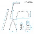 Драбина з алюмінію, багатофункціональна, трансформер, 4*2, 2,38 м INTERTOOL (LT-0028)