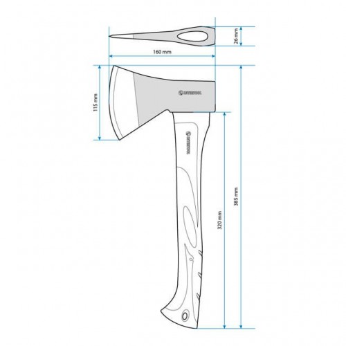 Сокира 800 г, ручка з фібергласу INTERTOOL (HT-0262)