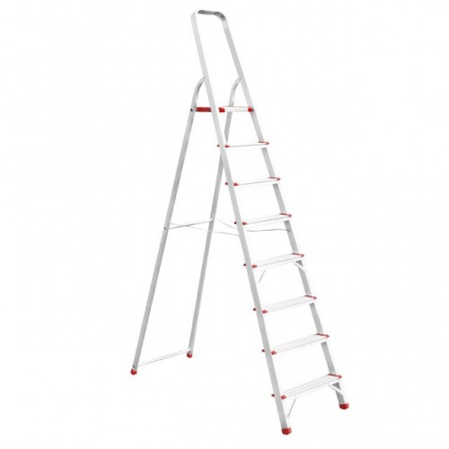 Стремянка из алюминия, 8 ступеней, высота до платформы 1720 мм INTERTOOL (LT-1008)