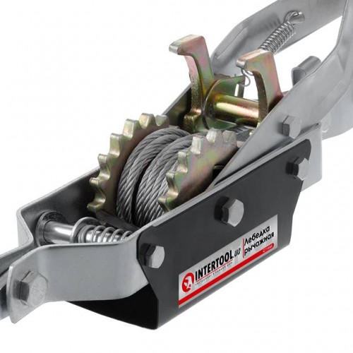 Лебідка важільна 4 тонни, 2 положення, 3.00 м x 5.5 мм трос, рабоча довжина троса 1.50 м INTERTOOL (GT1444)