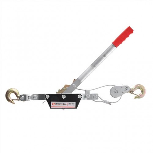 Лебедка рычажная тяговое усилие 2 т, трос 1,5 м*4,5 мм, рабочая длина троса 0,75 м INTERTOOL (GT1442)
