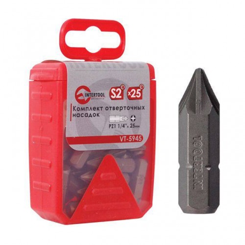 Комплек насадок до викруток PZ1 1/4"x25 мм уп. 25 шт. INTERTOOL (VT-5945)