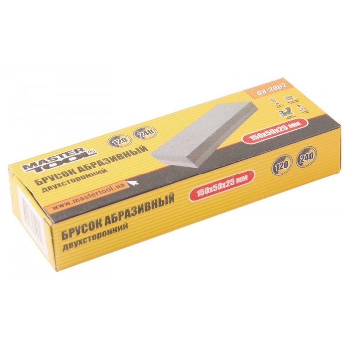 Брусок абразивный MASTERTOOL двухсторонний 150х50х25 мм зерно 120/240 (08-2002)