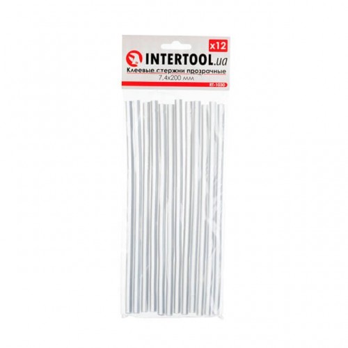 Комплект стрижнів клейових прозорих 7.4мм*200мм, 12 шт INTERTOOL (RT-1030)