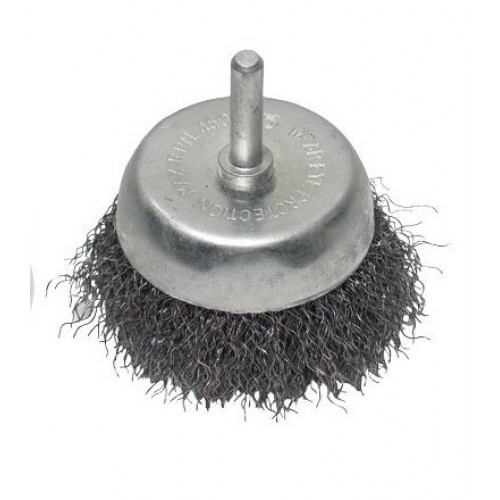Щітка чашкова 75 мм для дриля, 1/4" (кручений дріт) INTERTOOL (BT-9075)