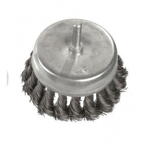 Щітка чашкова 75 мм для дриля, 1/4" (пучки крученого дроту) INTERTOOL (BT-3075)