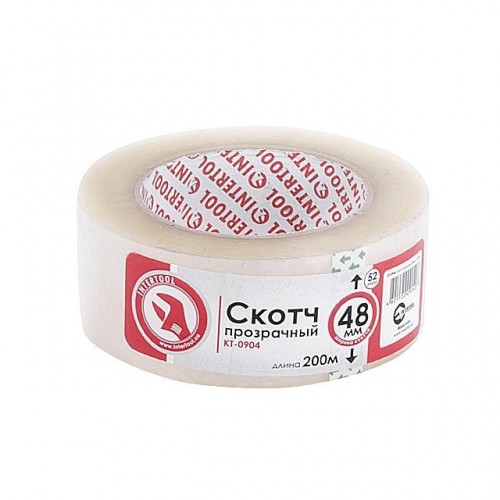 Скотч прозрачный 45мм*200м*52мкм INTERTOOL (KT-0904)