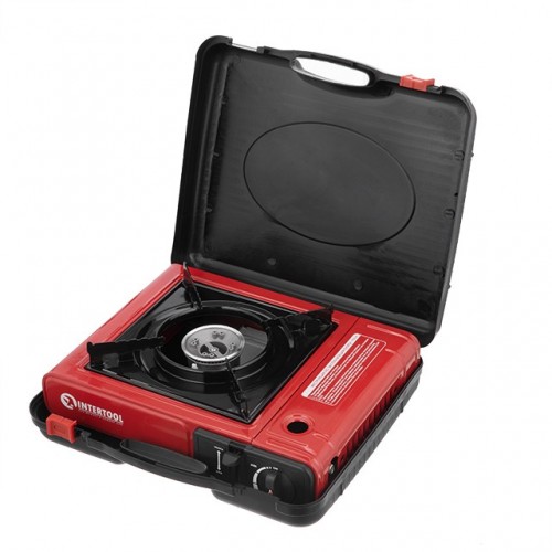 Плитка газова одноконфорочна, п'єзопідпалювання, під газові балони бутан і пропан-бутан INTERTOOL (GS-0001)