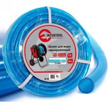 Шланг для води тришаровий, синій, 1/2", 20 м, армований, PVC INTERTOOL (GE-4053)