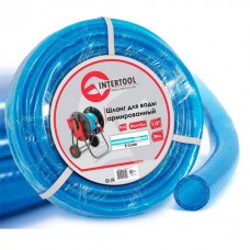 Шланг для води тришаровий, синій, 1/2", 30 м, армований, PVC INTERTOOL (GE-4055)