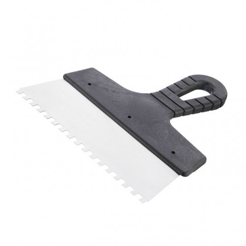 Шпатель из нержавеющей стали 200 мм с зубом 6x6 мм INTERTOOL KT-2206