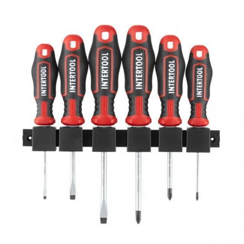 Набор отверток 6 ед (SL3.0*75 мм, SL5.0*75 мм, SL6.0*100 мм, PH0*75 мм, PH1*75 мм, PH2*100 мм), STORM INTERTOOL (VT-3436)