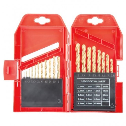 Набір свердел по металу DIN338 HSS 19шт (1.0-10.0), покриття Ti INTERTOOL (SD-0019)