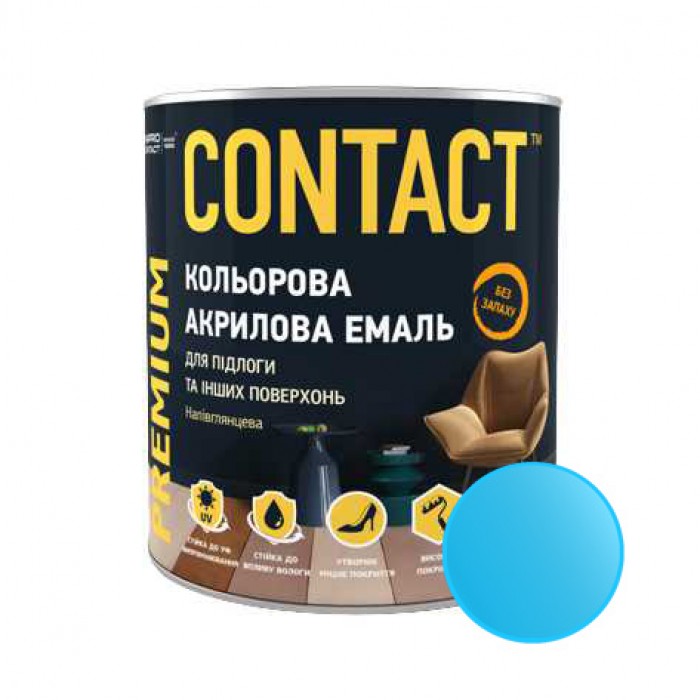 Эмаль акриловая "CONTACT" универсальная голубая RAL- 5015 0,75 л