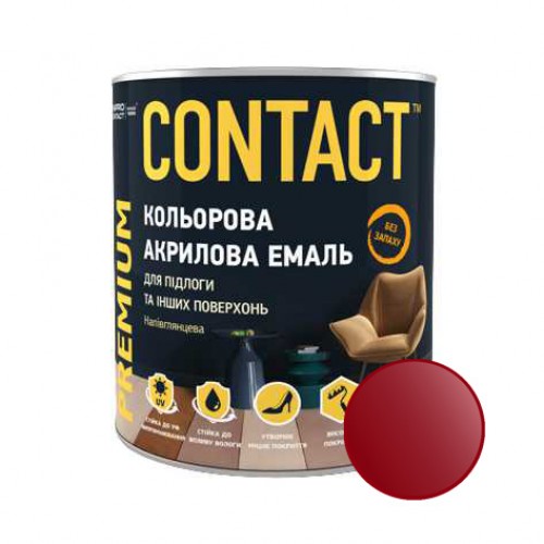 Эмаль акриловая "CONTACT" универсальная вишневая RAL- 3009 0,75 л