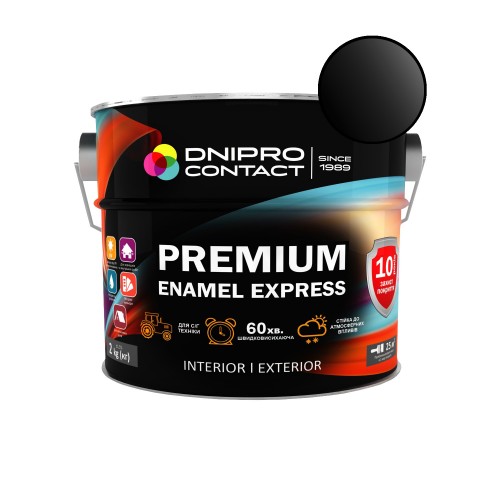 Эмаль алкидная ПФ-115 "Dnеpr Contact" EXPRESS Premium черная 2 кг