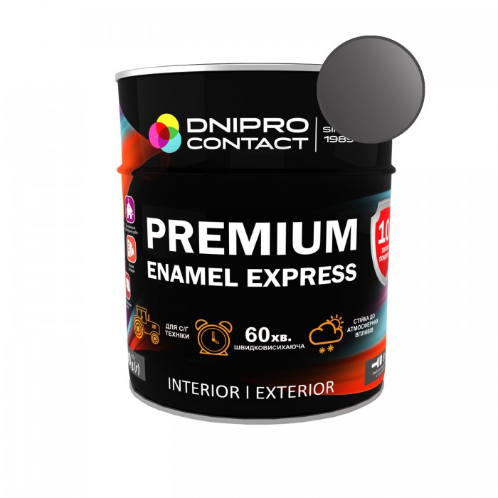 Эмаль алкидная ПФ-115 "Dnеpr Contact" EXPRESS Premium графит 0,6 кг