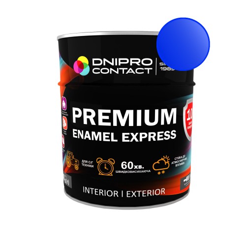Эмаль алкидная ПФ-115 "Dnеpr Contact" EXPRESS Premium синяя 0,6 кг