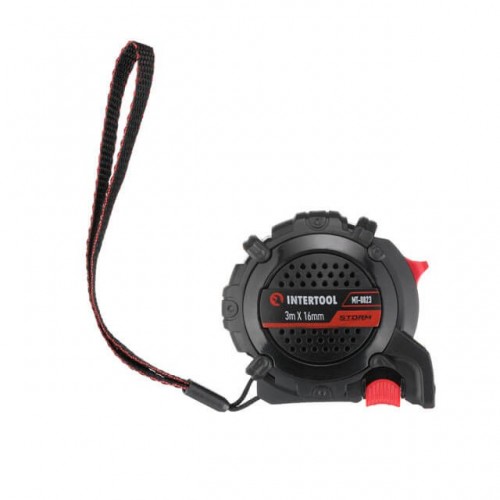 Рулетка с металлическим полотном покрытым нейлоном и магнитами на зацепе 3м*16мм STORM INTERTOOL (MT-0823)