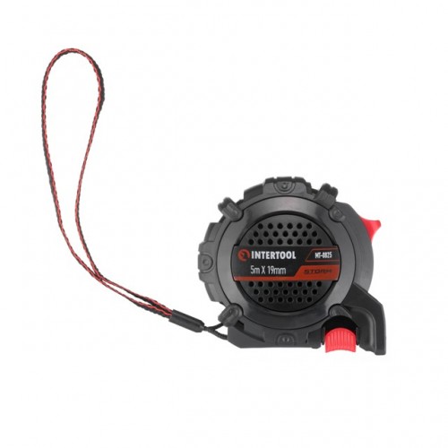 Рулетка с металлическим полотном покрытым нейлоном и магнитами на зацепе 5м*19мм STORM INTERTOOL (MT-0825)