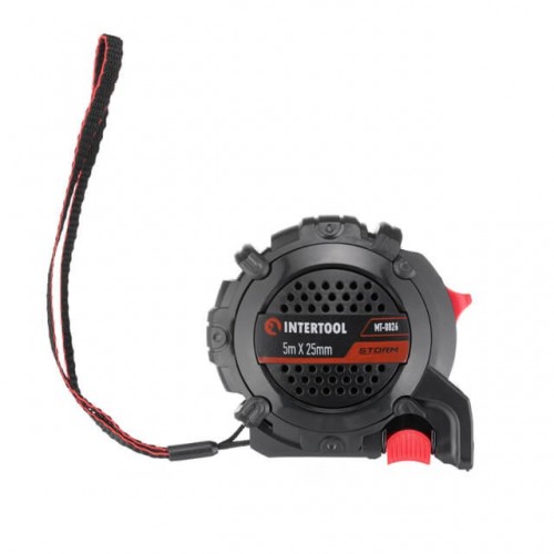 Рулетка с металлическим полотном покрытым нейлоном и магнитами на зацепе 5м*25мм STORM INTERTOOL (MT-0826)