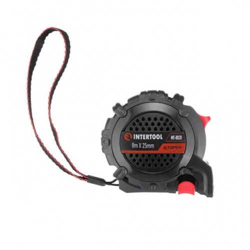 Рулетка с металлическим полотном покрытым нейлоном и магнитами на зацепе 8м*25мм STORM INTERTOOL (MT-0828)