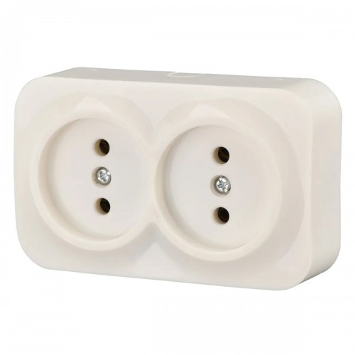 Розетка накладна Quantum подвійна біла, 1шт/уп