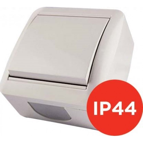 Выключатель накладной Quantum одноклавишный брызгозащищенный белый, 1шт/уп