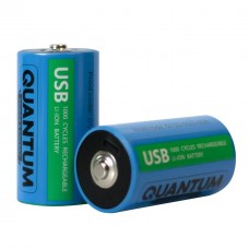 Аккумулятор литий-ионный Quantum USB Li-ion D 1.5V, 5200mAh plastic case, 2шт/уп