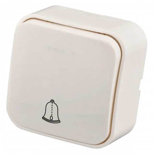 Переключатель/кнопка дверного звонка Quantum накладной белый, 1шт/уп