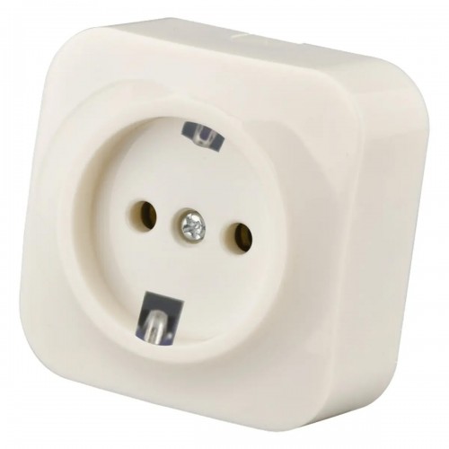 Розетка накладная Quantum одинарная с заземлением белая, 1шт/уп